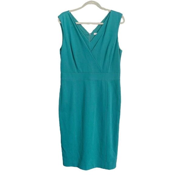 Classiques Entier Turquoise V-Neck Sheath Dress Size 14 - Picture 1 of 5